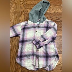 Old Navy Pink and Gray Button Down Shirt with Hood